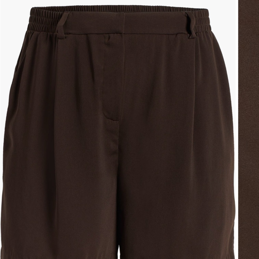 Relaxed Elastic Waist Brown Pants